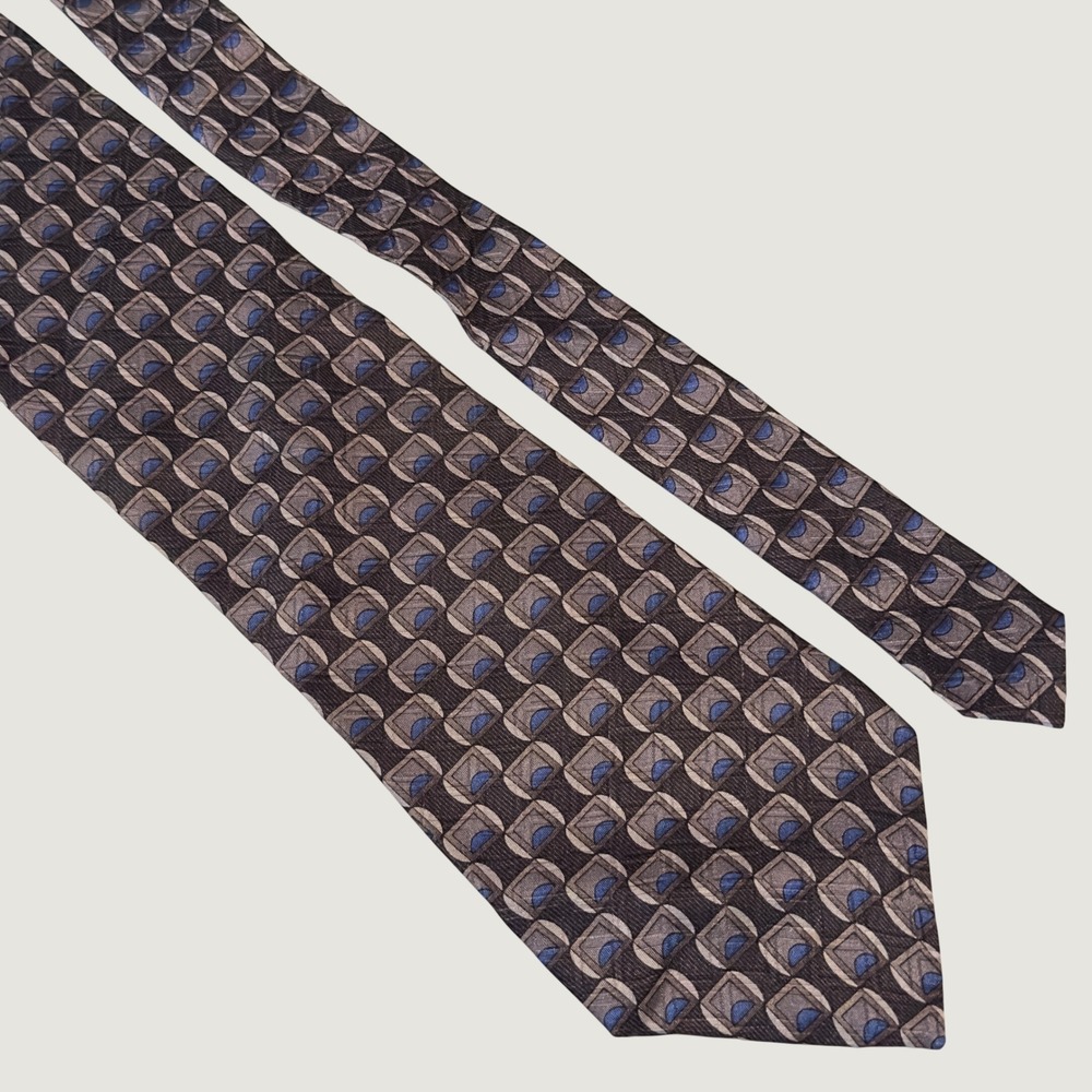 Dockers Tie Blue Grey Geometric Silk Vintage 90s OS Necktie Business 58x4"